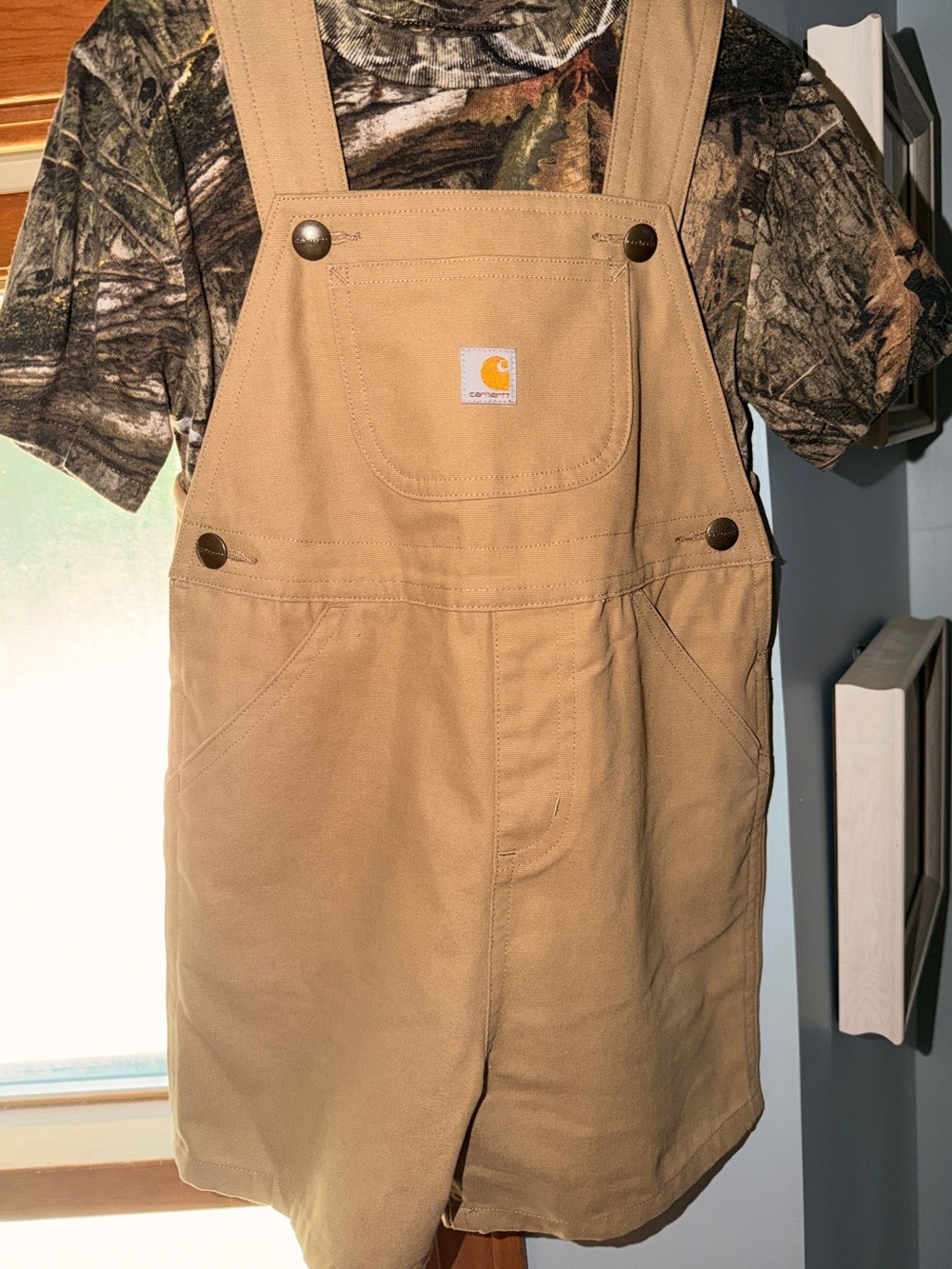 Carhartt Toddler 2 Piece Overall Shorts & Camo Tee Set 4T